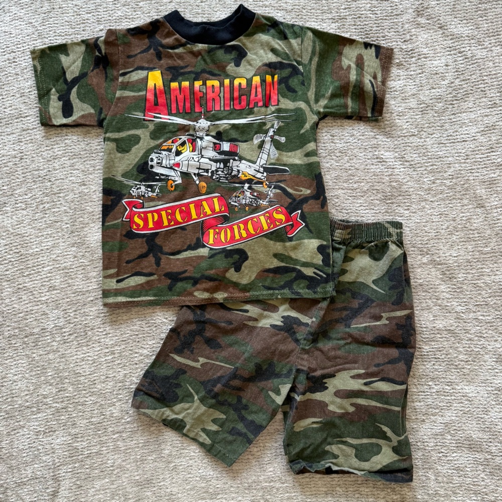 Vintage 90s Camo Kids Outfit American Special Forces Set Size 6 Made in USA